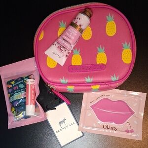 NWT 🍍 Dabney Lee Pink Pineapple Makeup Case